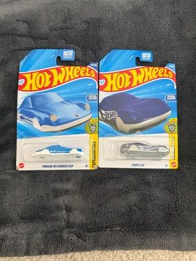 Mattel Hot Wheels Blue & Purple Coupe Clip and Porsche 911 Twin Pack NWT IOP